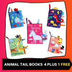Combo A [SET OF 4 PLUS 2 FREE] BABY CLOTH BOOKS + [ANIMAL TAIL BOOKS 5 PIECES)