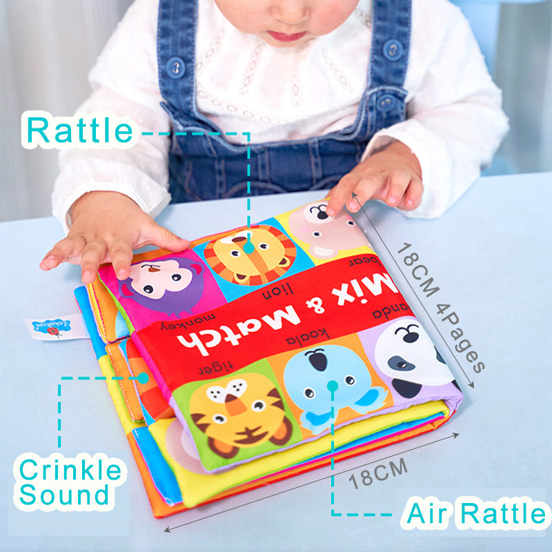 COMBO D [SET OF 4 PLUS 1 FREE and 26 Cloth Cards with Bag] NON-TOXIC GENIUS BABY CLOTH BOOKS