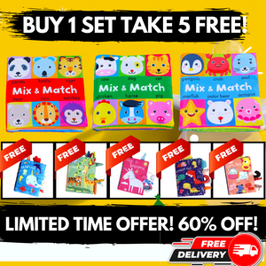 BUY 1 [GET 5 FREE] MIX AND MATCH Educational Activity Book with Animal Tails Book
