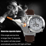 POPULAR Leather Watch with Lighter for Men